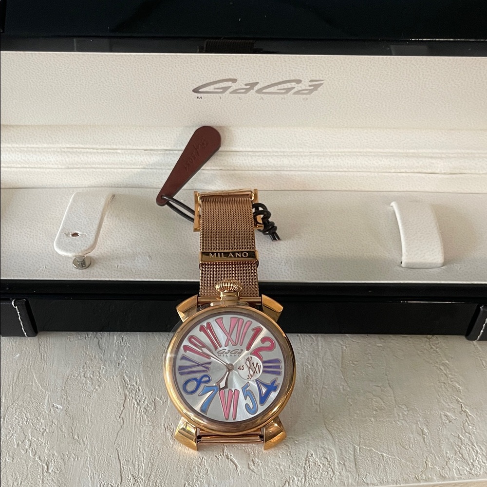 GaGa Milano Gold Watch with Multicolor Dial